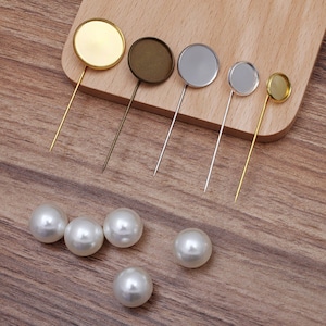 50pcs 10mm/12mm/14mm/16mm/18mm/20mm Copper Brass Needle Eyepin DIY Clutch Brooch Finding Pin Back Stick 50mm Thickness 1mm Pad Base,07761