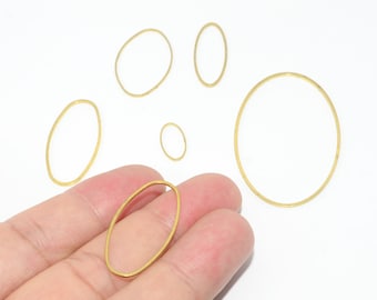 100PCS Raw Brass Charms - Oval shape earrings - Earring connectors - Earring Findings - Brass earring charms - Earring accessories -BS04