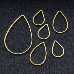 100pcs Raw Brass Hollow Teardrop Pendant Charms -Brass Teardrop Wire Frame - Earring Findings - Geometry Stampings - Jewelry Supplies, H132