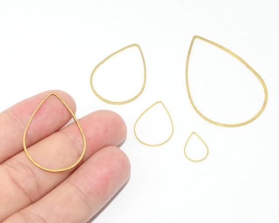 100PCS Raw Brass Charms - Teardrop shape earrings - Earring connectors - Earring Findings - Brass earring charms - Earring accessories -BS02