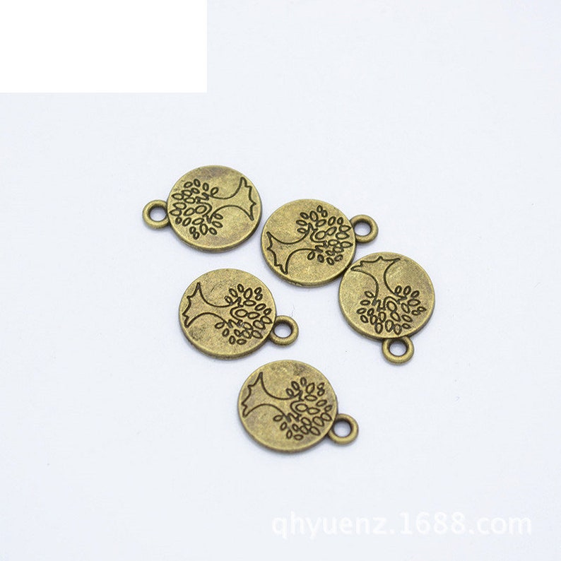 Jewelry Making Findings,Q238 200pcs 15x12mm Antique Silver Antique Bronze Round Life Tree Pendant Charms,Life Tree Necklace DIY Supplies