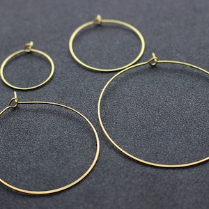 100pcs 20-50mm Brass Circle Earring Wire -Raw Brass Round Shaped Ear Wire -Round Connectors- Earring Findings -Jewelry Supplies-Pendant,H112