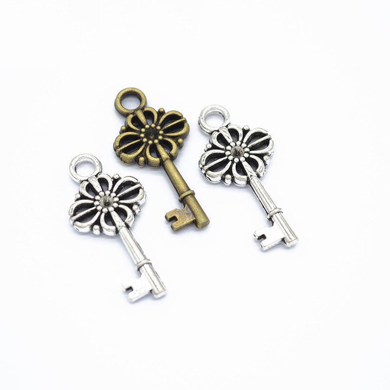 Key Necklace 150pcs 29x14mm Antique Silver Antique Bronze Key Pendant Charms DIY Supplies Jewelry Making Findings,O254 Lovely Jewelry