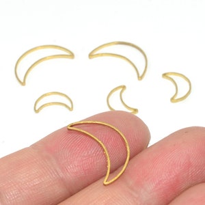 100PCS+ Raw Brass Charms - Moon shape earrings - Earring connectors - Earring Findings - Brass earring charms - Earring accessories - BS13