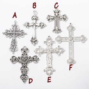 6pcs Cross charms pendant, Antique Silver ornament accessories jewelry making DIY Handmade Craft, Jewelry Making Findings, 528-534