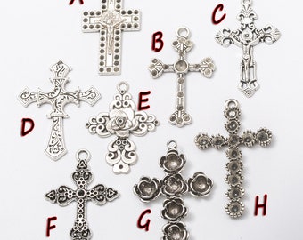 8pcs Cross charms pendant, Antique Silver ornament accessories jewelry making DIY Handmade Craft, Jewelry Making Findings, 535-543