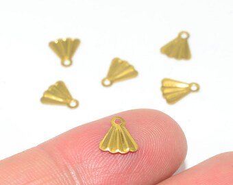 20PCS+ Raw Brass Charms - Fan shaped earrings - Earring connectors - Earring Findings - Brass earring charms - Earring accessories -BS27