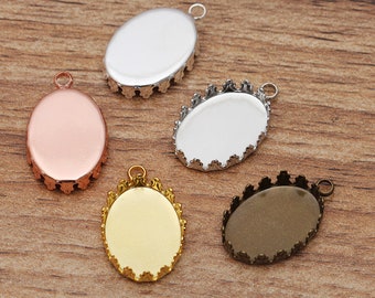 ヴィンテージ真鍮オーバルペンダントセッティング 43 mm - カボション