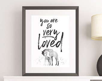 Giraffe Art Print "You are So Loved" Digital Download Printable Wall Art Nursery Decor Newborn Boy or Girl Child Watercolor Instant Download