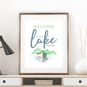 Lake House Wall Art Digital Print Instant Download Printable Watercolor Boat Printable Home Beach Decor Illustration Nature Lover