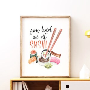 Sushi Art Digital Print Instant Download Printable Watercolor Kitchen Art Decor Gift for Her Home Wall Art Best friend Gift Home Decor