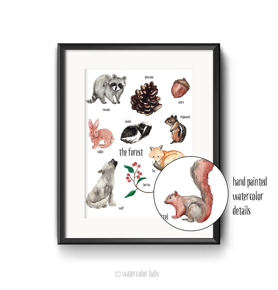 Woodland Animals Nursery Art Print Instant Download Printable | Etsy