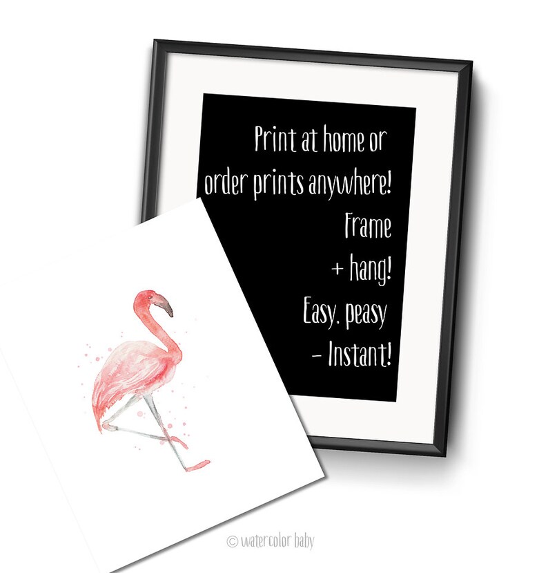 Flamingo Print Nursery Decor Digital Download Wall Art Print Baby Shower Gift for Baby Boy or Girl Watercolor Printable Instant Download image 5