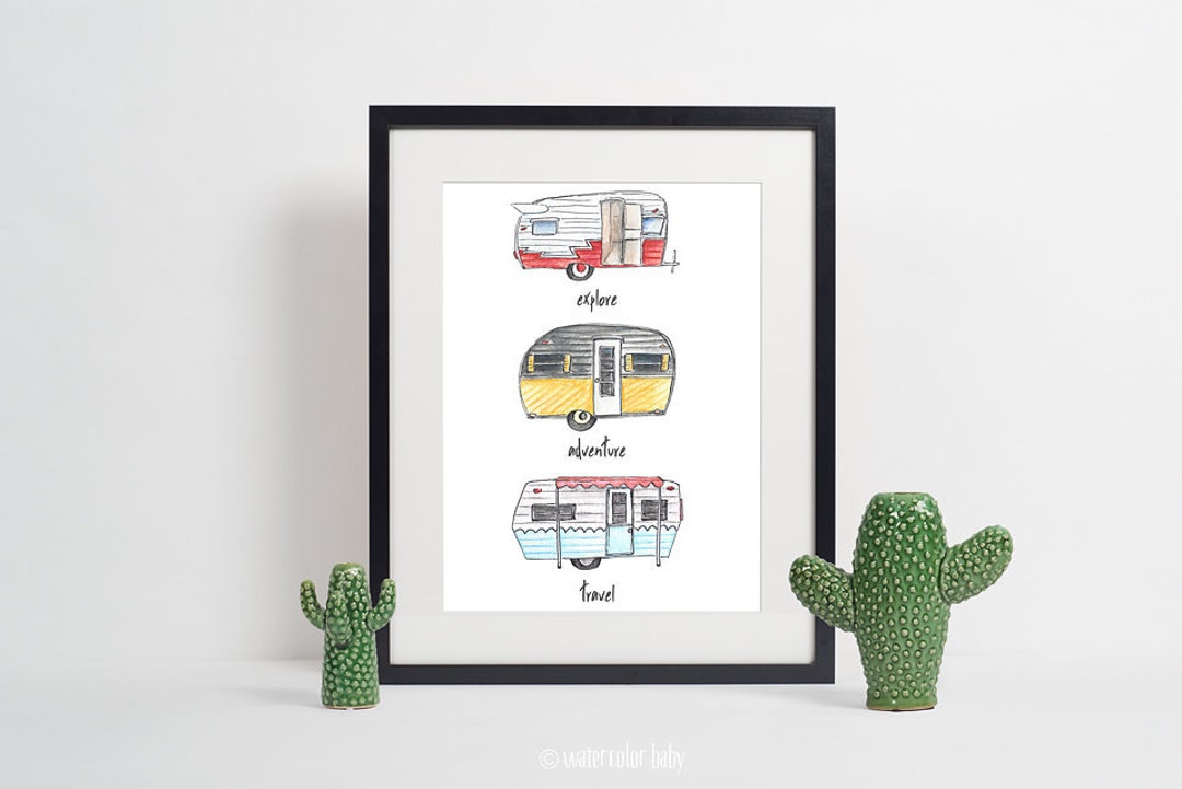 Camper RV Wall Art Camping Gift Digital Print Instant Download