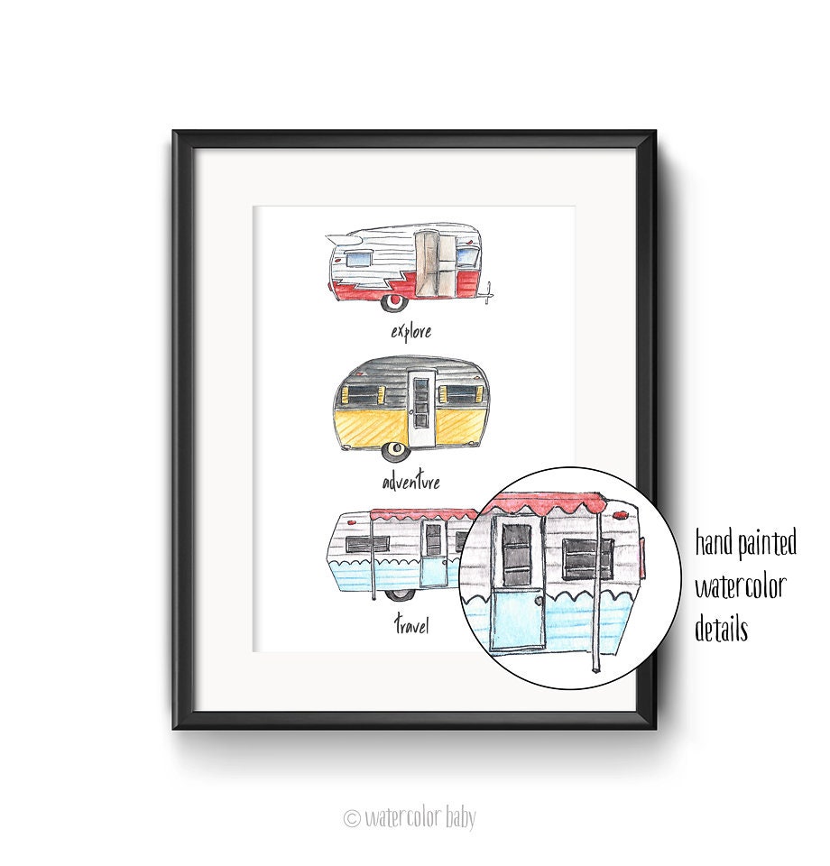 Camper RV Wall Art Camping Gift Digital Print Instant Download Etsy