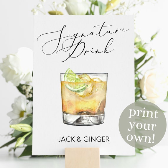 Whiskey & Ginger Signature Drink Digital Print Signature Etsy