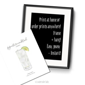 Custom Signature Drinks Digital Print, Signature Cocktail Sign, Wedding Decor, Printable, Watercolor Cocktails, Made to Order image 6