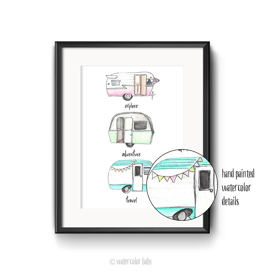 RV Camper Wall Art Digital Print Instant Download Watercolor Etsy