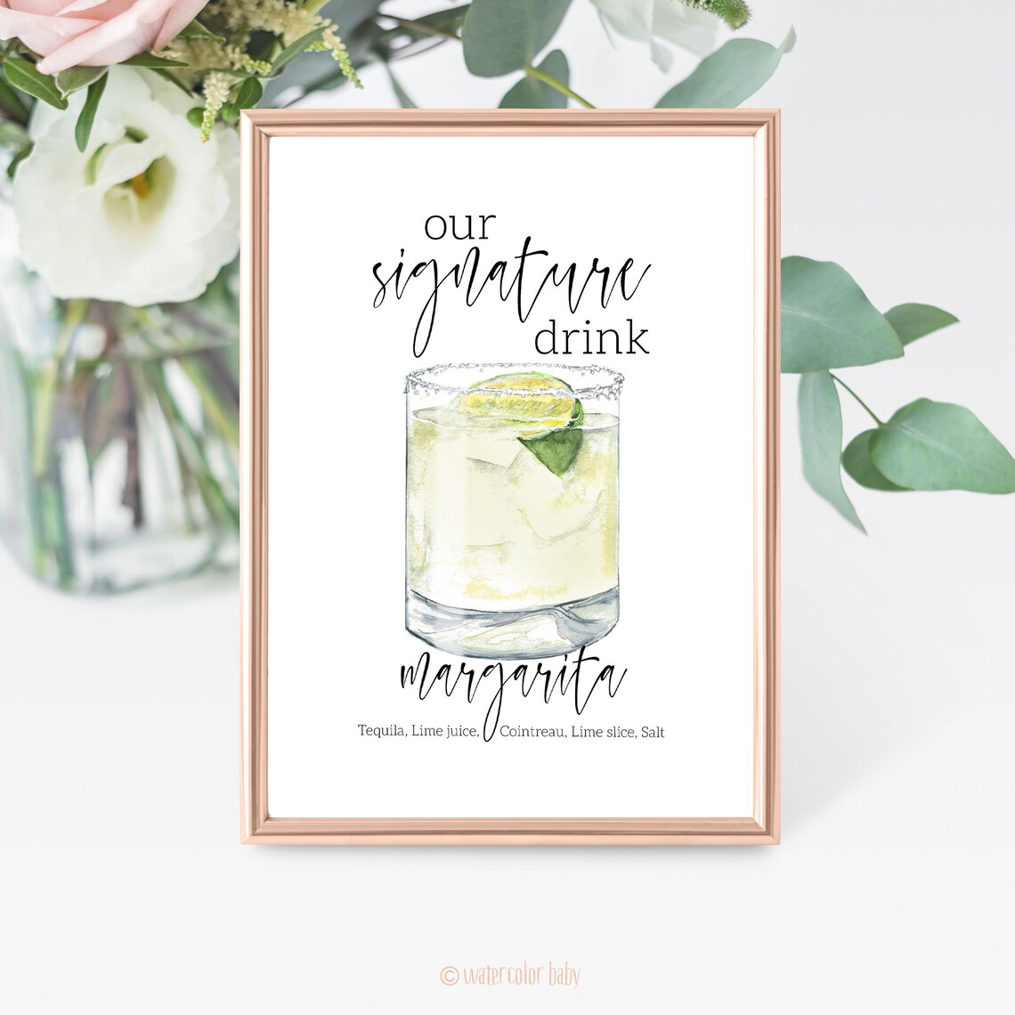Margarita Signature Drink Digital Print Signature Cocktail Etsy