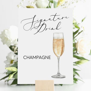Champagne Signature Drink Digital Print, Signature Cocktail Sign, Wedding Decor, Printable, Watercolor Cocktails, Sparkling Cocktail