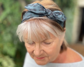 Ladies Tot Knot hairband - Liberty of London Plastic Fantastic, Navy and Black Animal print