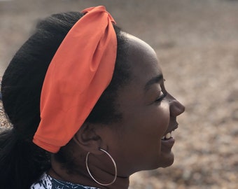 Ladies Twisted Turban Headband - Liberty of London Tangerine Orange Tana Lawn fabric in 100% cotton, gifts for her
