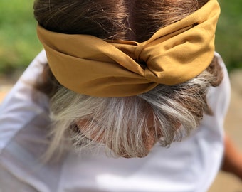 Ladies Twisted Turban Headband - Liberty of London Mustard Yellow Tana Lawn fabric, 100% cotton, gifts for her