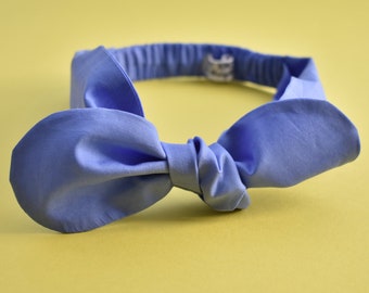 Liberty print bow tie hairband in cornflower blue, retro inspired