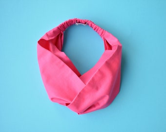 Liberty neck scarf, necktie, cravat in hot pink, also a wide headband turban, 100% Cotton, in Tana Lawn cotton