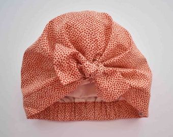 Ladies Chemo turban hat for hair loss - 100% Silk or Cotton lined Liberty print hair accessory Red and white Marco Print