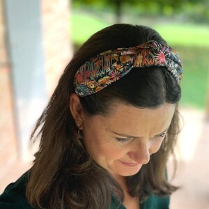 Classic Alice Knot head band Liberty tana lawn fabric Faria Flowers print pink green blue padded image 2