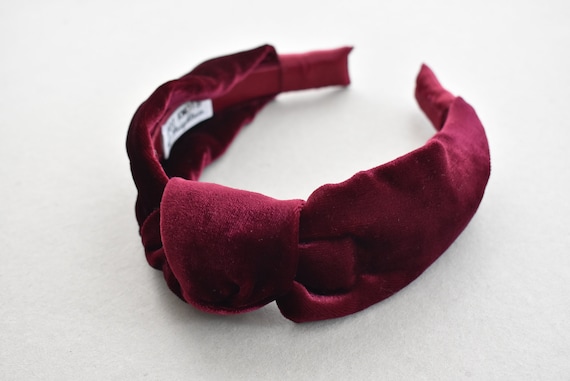 Red / burgundy velvet knot headband Silk velvet knot headband - burgundy red – BabaBarock, Baba  main image 3