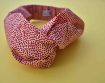 Tot Knot Twisted hairband- Red and White Ditsy Floral Liberty of London print, little girl gift