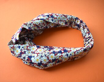 Ladies Twisted Turban Headband - Vintage Liberty of London Daisy print in 100% cotton, gifts for her