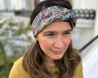 Adjustable Turban Headband - Liberty Tana lawn cotton classic paisley print Christmas stocking filler gift