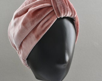 Pink Velvet Turban & Head wrap - classic silk velvet hat - Readymade turban