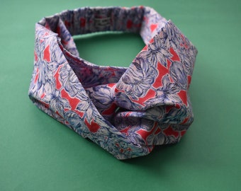 Ladies Twisted Turban Headband - Liberty of London Matilda Tulip print in 100% cotton, gifts for her