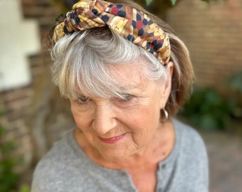 Classic padded Knot Alice head band - Liberty Tana lawn cotton - Daisy Roar abstract floral