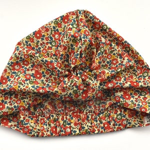 Salty Sea Knot - Swimming hat Topper - Swim Turban - in Vintage Liberty of London Red Betsy Ann print