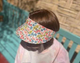 Sun Visor in Liberty Poppy & Daisy - Bright Floral print