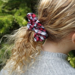 Scrunchie in Liberty of London Red & Black Tartan Check Print  - Christmas Gift ideas