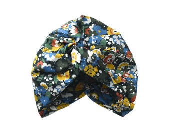 Little Susan Turban Hat - green floral by Liberty of London