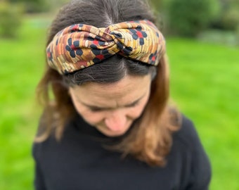 Classic Twisted Alice head band - In  Liberty Tana lawn cotton - Daisy Roar Abstract Floral print