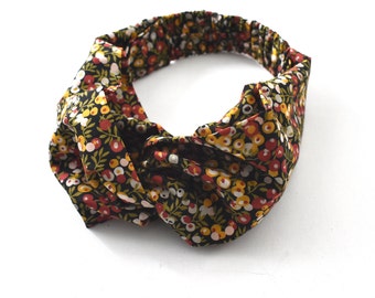 Liberty Christmas Twisted Turban Headband / wide hairband / bandana / neck scarf  in classic Wiltshire Berry print 100% Cotton