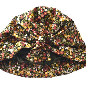 Silk head wrap for sleeping 100% Silk or Cotton lined Ladies hair accessory in Christmas Wiltshire Berries by Liberty Fabrics