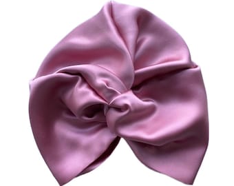 Little Susan Turban Hat - Pink 100% Mulberry silk satin