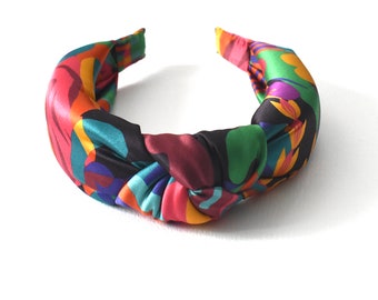 Padded Luxury Silk Knot Alice band Liberty of London Multi coloured London Curation pure silk satin statement unique handmade