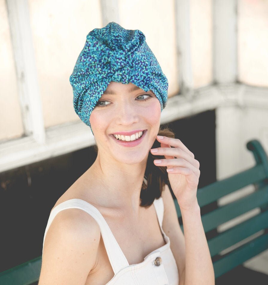 マリホジャ　Check Silk Turban Hat mend-hair-accessories-grey-