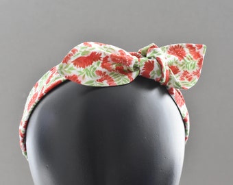 Silk and Lawn bow headband in Liberty London Christmas vintage chrysanthemum