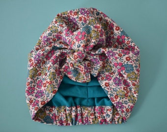 Chic wool 100% Silk lined Turban / winter head wrap / head scarf in Liberty of London floral fabric